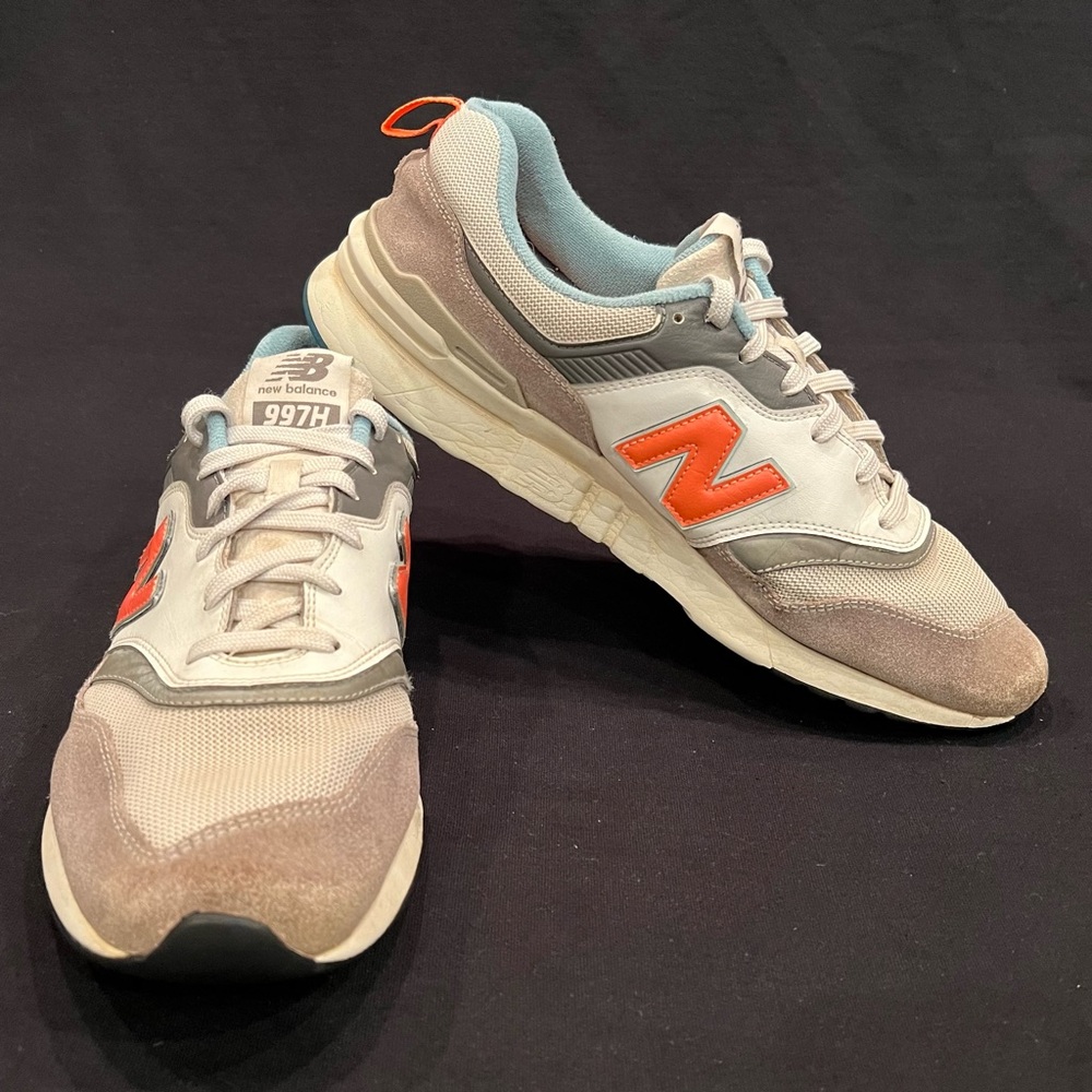 New Balance Classics 997H White Gray Orange Retro Sneakers Suede & Mesh Mens 13